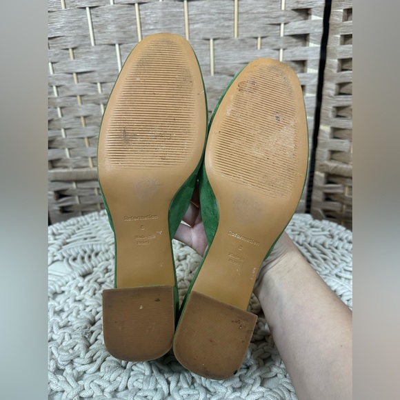 Reformation Green Suede Mule Heels - Size 8 - Picture 8 of 9